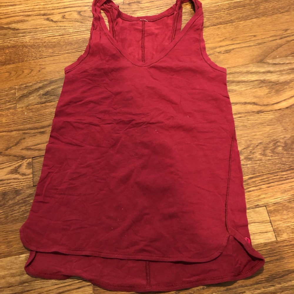 Cranberry red Pima cotton V-neck tank top